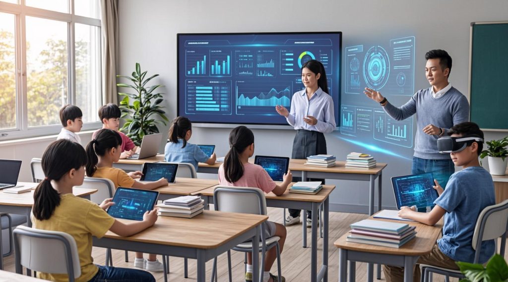 AI智慧教室场景，展示教育科技应用
